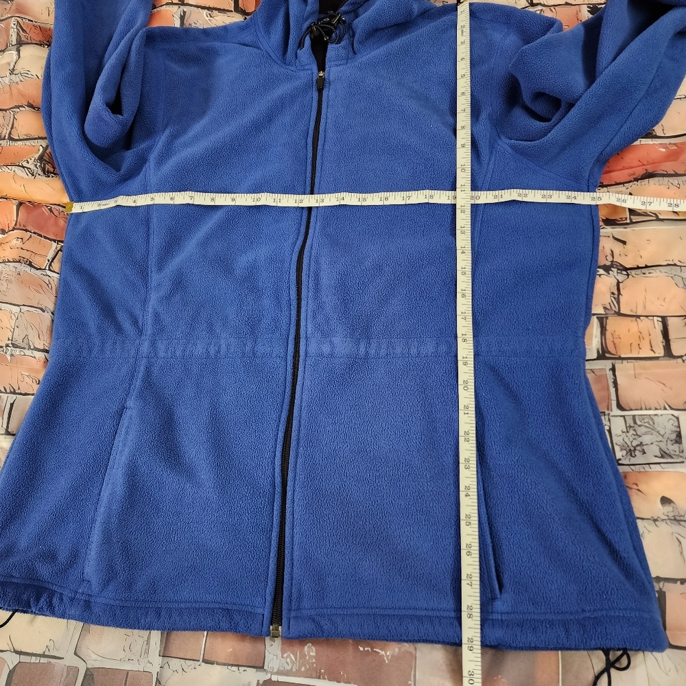Land's End Hooded Fleece Coat Jacket Plus Women's XL 18-20 Blue Black - Picture 14 of 14